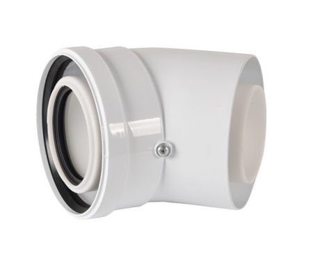 Отвод коаксиальный 45 град Ø80/125 мм Ø80 мм - ПП, Ø125 мм АЛ (для конденсационных котлов)